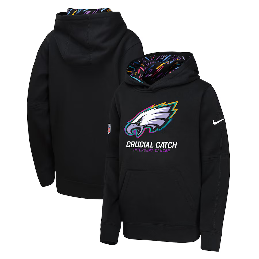 Youth Philadelphia Eagles 2024 Nike NFL black hoodie->youth nfl jersey->Youth Jersey